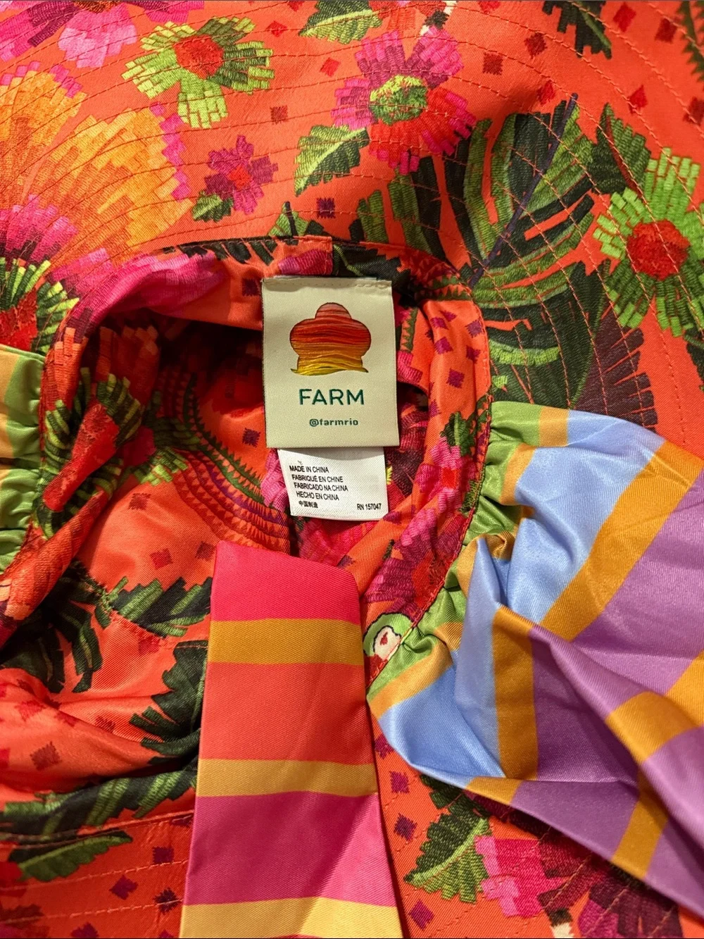 FARM RIO Scarf Tie Sun Hat - Multicolor TROPICAL